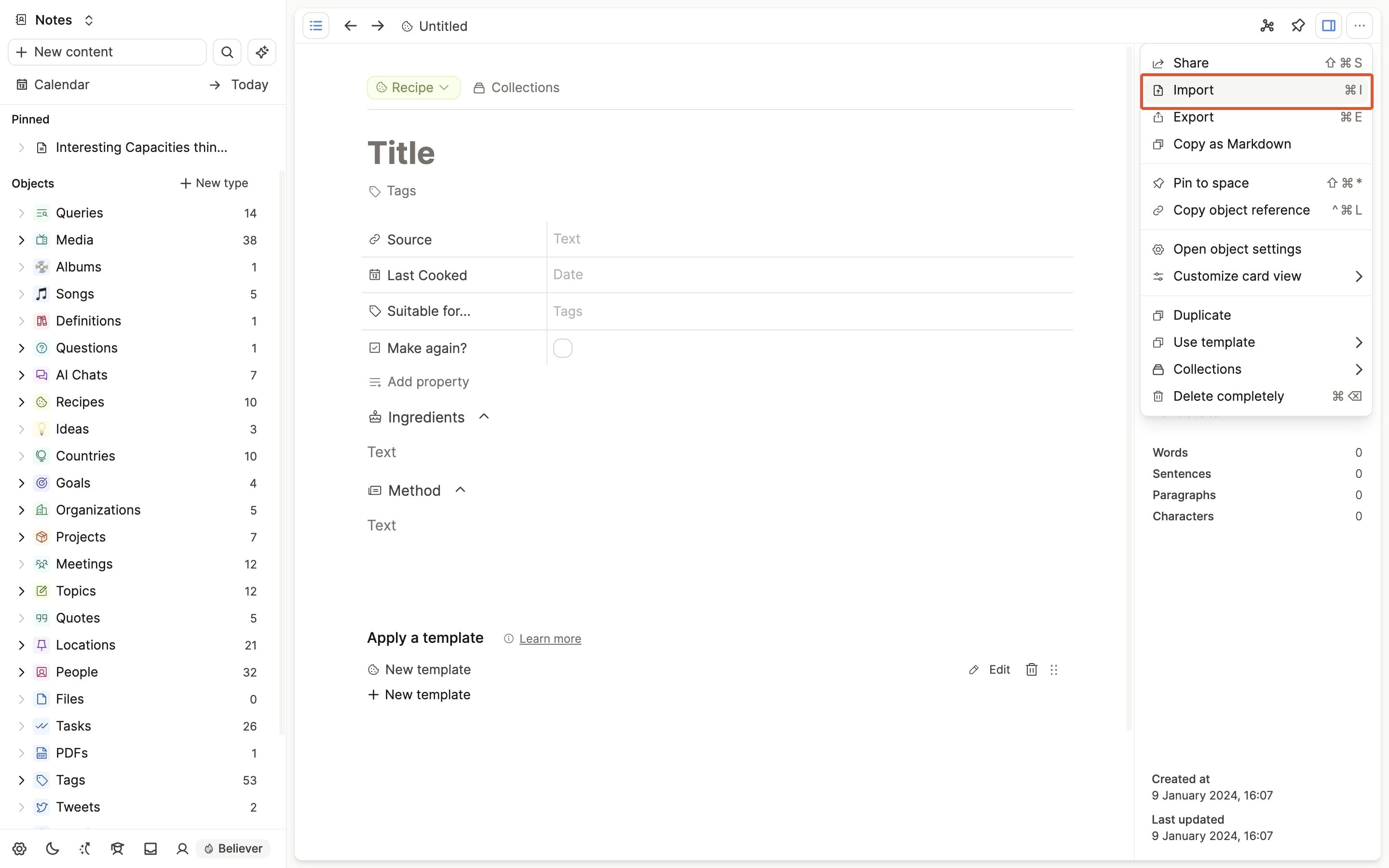 Import a single file