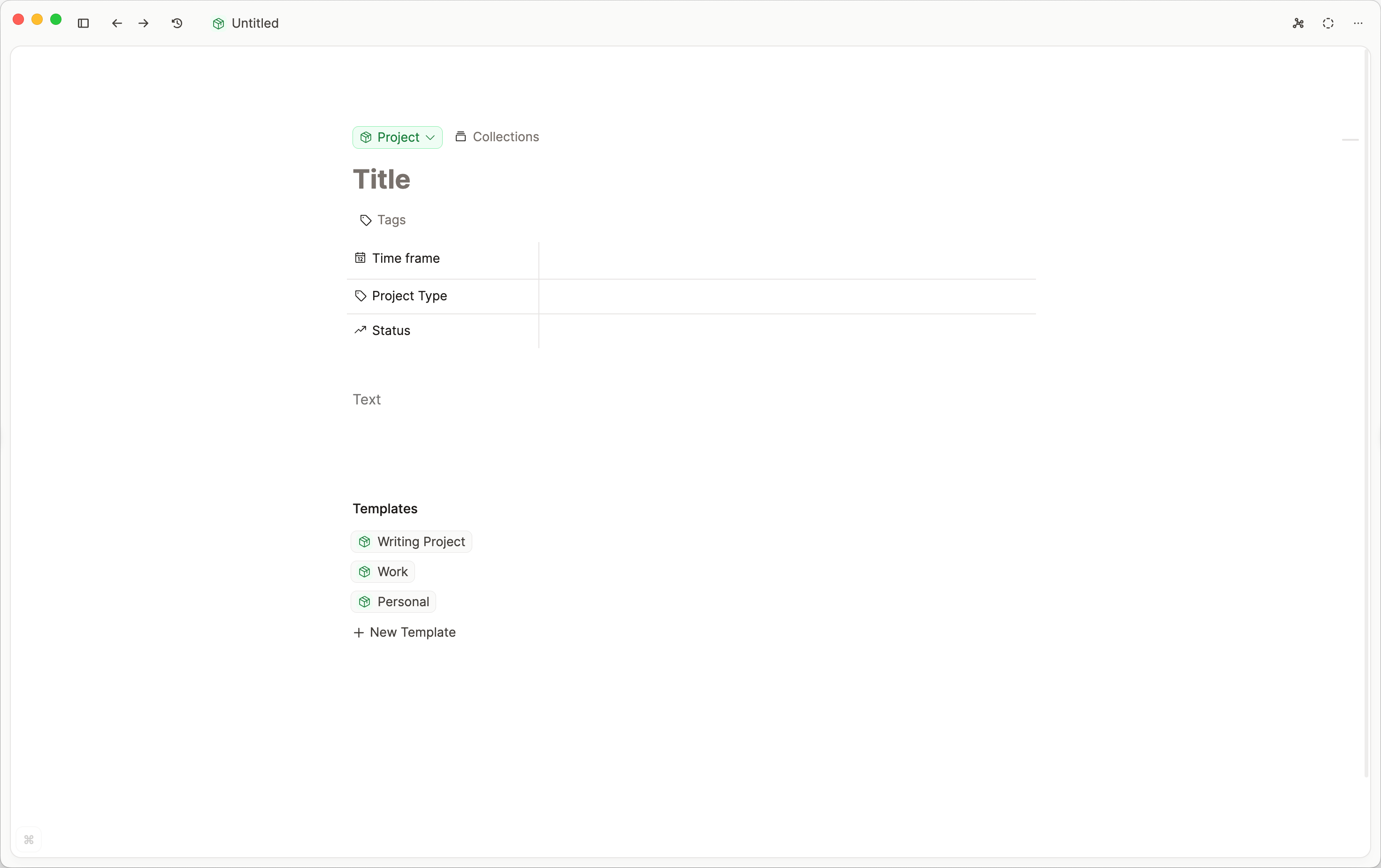 Template section on empty meeting