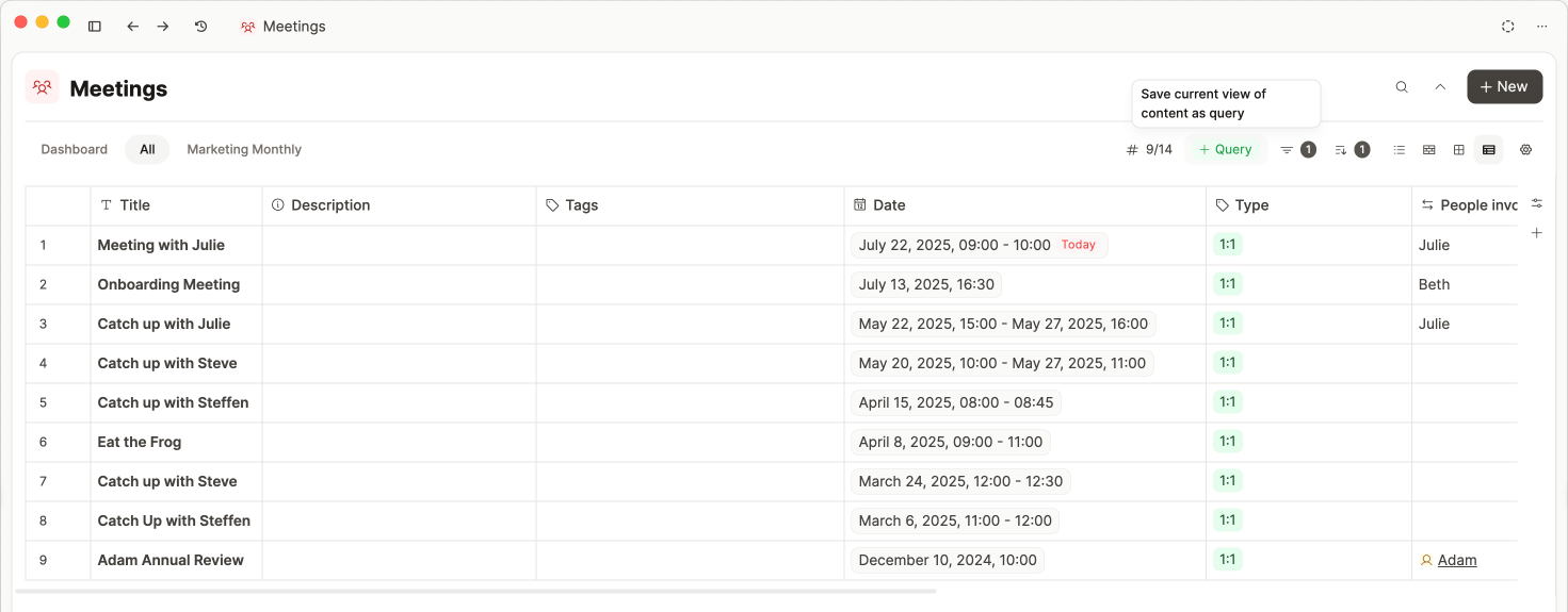 Save filter and sort as query