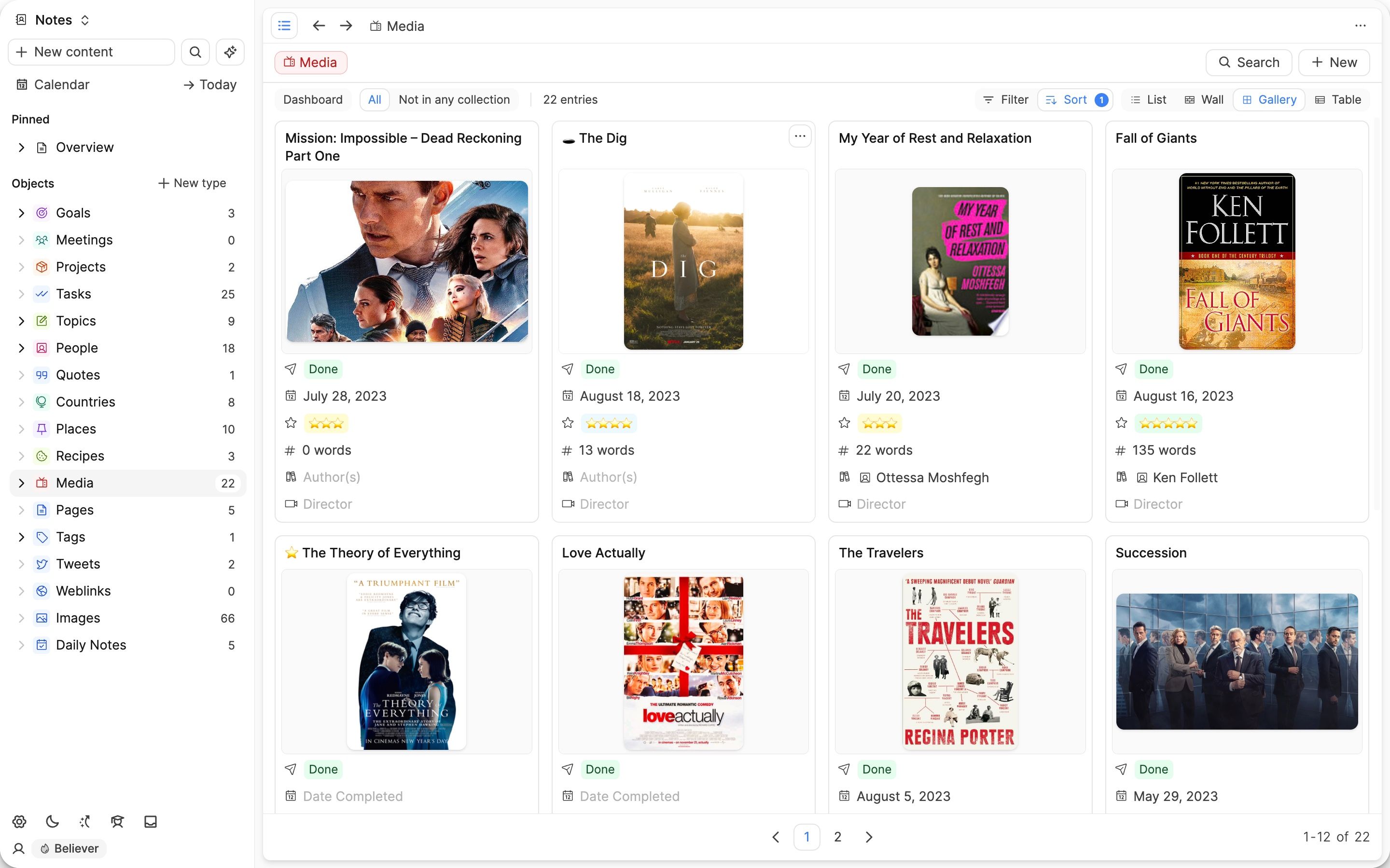 Gallery view with small card customization