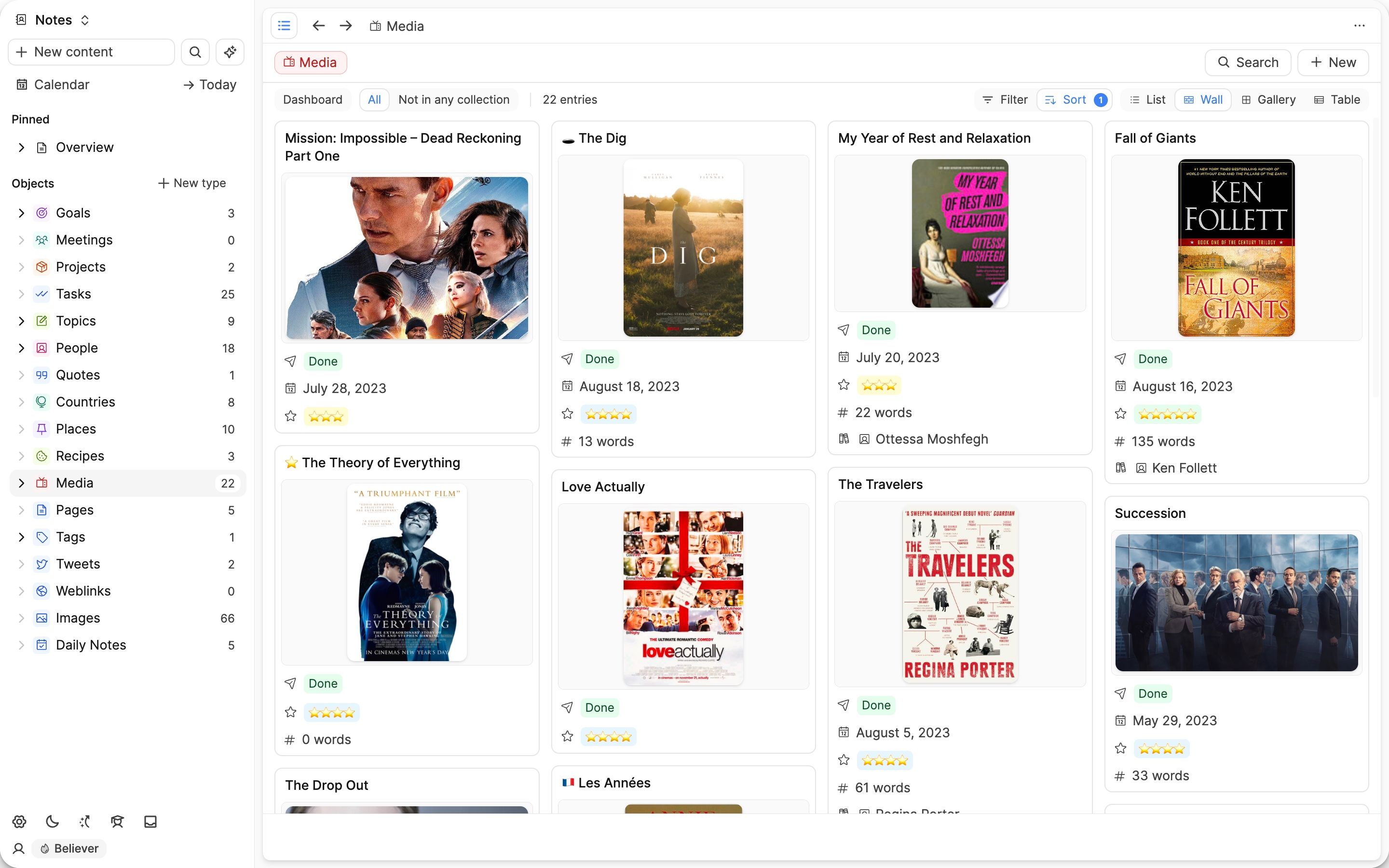 Wall view with small card customization