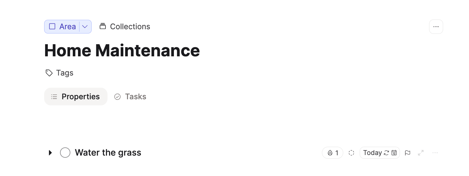 Recurring task linked to a Home Maintenance area